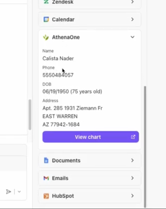Patient information including name, phone, date of birth, and address details displayed.